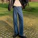 Nordmann Hong Kong Style Retro Blue Jeans For Men Summer Trendy Brand Ins Loose Straight Casual Cool Wide-Leg Long Pants_mkmklike.com