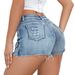 Women's Clothing High Waist Sexy Hole Elastic Plus Size Casual Pants Denim Shorts Jeans_mkmklike.com