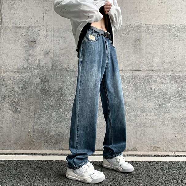 LKTM Men's Wear # American Street Trendy Washed Loose Ins Versatile Casual Straight Wide Leg Jeans For Men_mkmklike.com