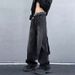 Internet Celebrity's Same American Style High Street Vibe Heavy-Duty Old Jeans With Men's Patchwork Design Straight Wide_mkmklike.com