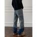Cleanfit Men's Autumn Cat-ear Gradient Jeans, Niche Design Pants, American Retro Straight-leg Flared Jeans_mkmklike.com