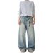 Unisex Vintage Washed Distressed Jeans – Cleanfit Slimming Wide Leg, Retro Straight Cut For Men & Women_mkmklike.com