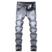 Men's Straight Jeans Korean Style Casual Slim Trousers Gray Nostalgic mid Waist Wide Leg Pants Trendy Long Cotton Jeans_mkmklike.com