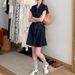 Korean Style Short Sleeved Denim Dress Thin Women's Summer New Item, Small Design Sense, Shirt Collar, Skirt Trendy_mkmklike.com