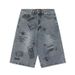 Urban Graffiti Denim Shorts - Vintage Washed Cotton Casual Streetwear For Men & Women - Summer Loose Fit Cropped Jeans With Artistic Prints_mkmklike.com