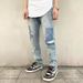 Men's Slim Fit Lightning Bolt Bootcut Jeans – High Street Fashion, Stretch Denim (Cotton Blend, Winter-Ready, Streetwear Essential, Retro Revival)_mkmklike.com