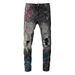 Men's Clothing High Street Ripped Jeans Men's Ink Splashed Pants Men's Street Graffiti Spray Paint Ripped Jeans Stretch Slim Fit 5636_mkmklike.com