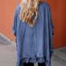 Women's Clothing Denim Cape Jacket With Flounce Hem – Stylish Batwing Sleeve Open Front Cardigan For Fall_mkmklike.com