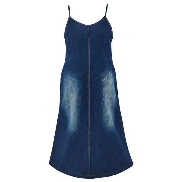 K Plus Size Women's New Denim Camisole Long Dress_mkmklike.com