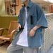 Men's Clothing Denim Short Sleeved Shirt Thin Three Quarter Sleeve Shirt Jacket_mkmklike.com