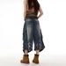 Men's Utility Cargo Denim Shorts Relaxed Fit Multi-Pockets Distressed Wash Mid-Rise Polyester Blend Sizes M-3XL_mkmklike.com
