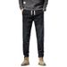2024 New Trendy Brand Versatile Jeans Men's Fattened Plus Size Elastic Waist Harlan Pants Men's Straight Pants Men's_mkmklike.com