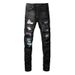 Men's Slim Fit Distressed Jeans With Patchwork & Ripped Details Streetwear Style Stretch Denim Pants For Casual Wear_mkmklike.com