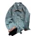 Retro Washed Distressed Embroidered Denim Jacket Men's Trendy Brand Loose Patchwork Jacket_mkmklike.com