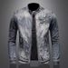 Men's Clothing Vintage Denim Jacket For Men - Slim Fit Retro Zipper Jacket With Classic Collar, Comfortable Polyester Blend, Casual Coat_mkmklike.com