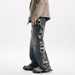 Vintage Washed Denim Jeans – Relaxed Wide-Leg Streetwear Pants With Distressed Details For Men_mkmklike.com