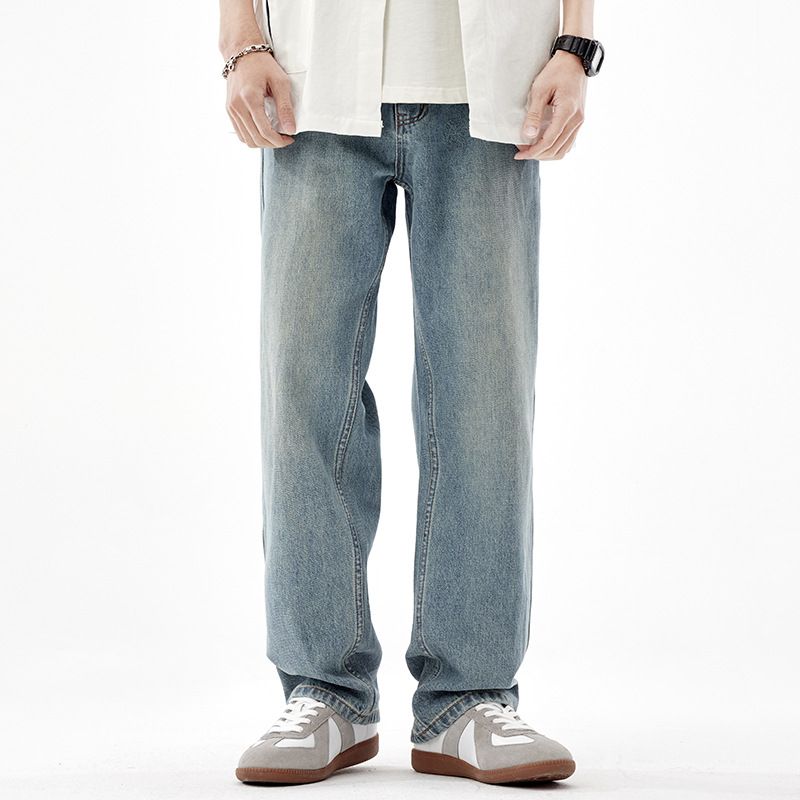 Nordmann Muqiu Men's Clothing | Summer Thin Trendy Brand Washed Jeans Men Loose Straight American Retro Wide-Leg Long Pants_mkmklike.com