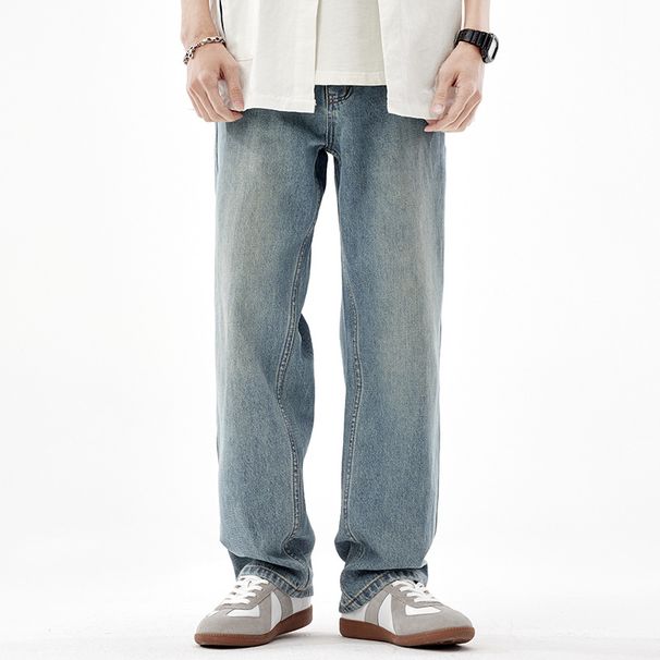 Nordmann Muqiu Men's Clothing | Summer Thin Trendy Brand Washed Jeans Men Loose Straight American Retro Wide-Leg Long Pants_mkmklike.com