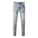 Street Hiphop Fashion Ripped Patch Slim Fit Skinny Jeans Men Pants_mkmklike.com