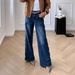 Women's High-Waisted Side-Button Flare Jeans – Stretchy Wide-Leg Denim Pants With Vintage Wash (Sizes S-Xl)_mkmklike.com