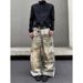 Men's Retro 3D Digital Print Jeans - Loose Fit Straight Leg Pants (Yellow Ochre, S-XXXL)_mkmklike.com