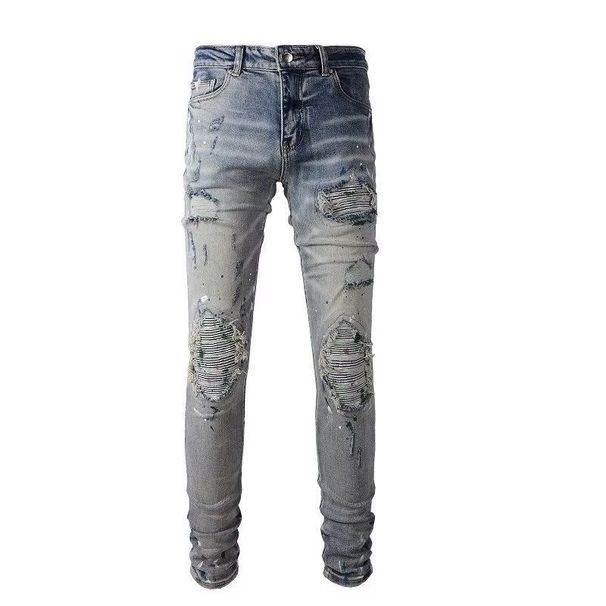 Autumn And Spring Fashion Retro Sports Straight Leg Ripped Jeans Men's Comfortable Breathable Elastic High-Quality Denim_mkmklike.com