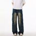 Men's Clothing Niche Design Washed Distressed Workwear Jeans For Men Trendy Cleanfit Loose Straight Leg Trousers For Men And Women_mkmklike.com