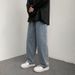 Men's Retro Straight Leg Jeans Elastic Waist Casual Wide Leg Trousers American Style Wear Archer0603 Loose Fit_mkmklike.com