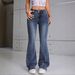 2025 Women's Wide-Waisted Slim-Fit Washed Denim Double-Breasted Stretch European And American Style Distressed Flared_mkmklike.com
