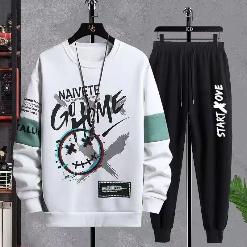 Men's Clothing Casual sports suit sweatshirt men's spring and autumn printed men's autumn clothes loose two piece suit men's clothing wholesale_mkmklike.com