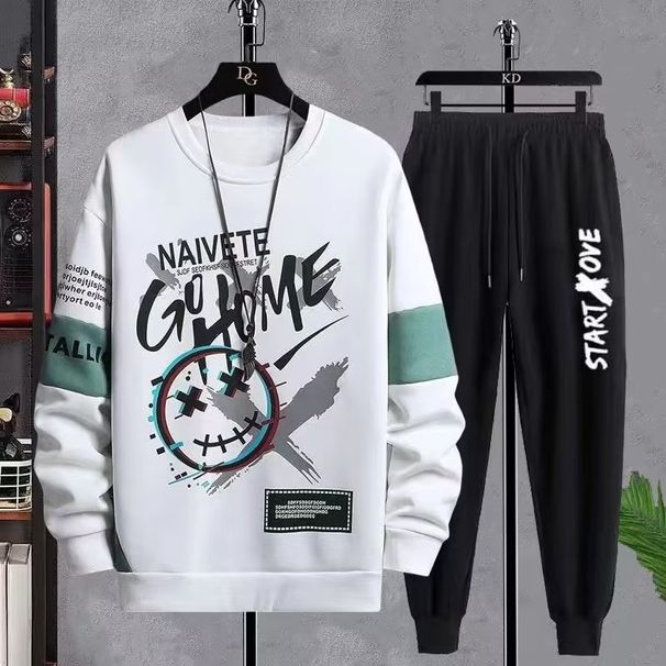 Men's Clothing Casual sports suit sweatshirt men's spring and autumn printed men's autumn clothes loose two piece suit men's clothing wholesale_mkmklike.com