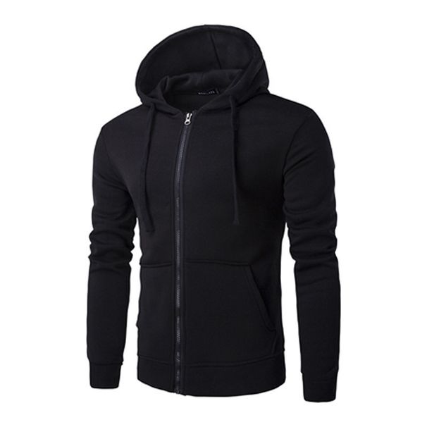 Men's Clothing New Spring and Autumn Style Zipper Hooded Sweatshirt Men's Cardigan Sweatshirt Long Sleeve Solid Color Sweatshirt_mkmklike.com