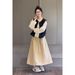 Chicco Autumn Winter Korean Style Simple Outfit Set Denim Cardigan Vest + White Long Sleeve Hollow Shirt Skirt_mkmklike.com