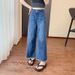 Plus Size Women's Summer New Straight-Leg Jeans Slimming For Chubby Sisters Pear-Shaped Body Loose Fit Petite Wide-Leg_mkmklike.com