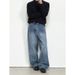 Men's Vintage Washed Blue Straight Jeans – Relaxed Fit, Wide-Leg & Long Hem (Effortless Street Style & Retro Appeal)_mkmklike.com