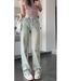Light Color Narrow Wide Leg Jeans For Women Petite Summer New High Waist Loose 2026 Straight Floor-Length Pants Autumn_mkmklike.com