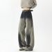 American Retro Wash Gradual Change Scimitar Jeans Men's Slack High Street Trend Casual Versatile Wide Leg Trousers_mkmklike.com