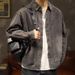 Wear Washed American Black Denim Long Sleeved Shirt Jacket With Men's Lapel For Spring And Autumn Fashion, Single_mkmklike.com
