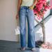 Independent Website Foreign Trade Light-colored Simple Women's Jeans Cross-border Washed High-waisted Wide-leg_mkmklike.com