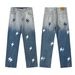 Men's Clothing Lightning Jeans Snow Mountain Gradient Destruction Scar Straight Trend Fashion High Street Fashion Brand High Ounce Limited Edition_mkmklike.com