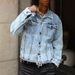 Men's Casual Denim Jacket Trendy Lapel Cardigan Korean Versatile Spring Fashion Slight Stretch Polyester_mkmklike.com