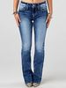 Embroidered High-Waisted Stretch Jeans – Distressed Denim Pants With Intricate Stitching (Navy & Black, S-XXL)_mkmklike.com