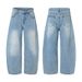 Unisex Vintage Washed Button Fly Jeans - Baggy Loose Fit Wide Leg Denim Pants With Classic Retro Style_mkmklike.com