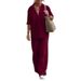 Women's Clothing women's two piece set women's lapel long sleeved shirt spring and autumn casual solid color pants wide leg suit_mkmklike.com
