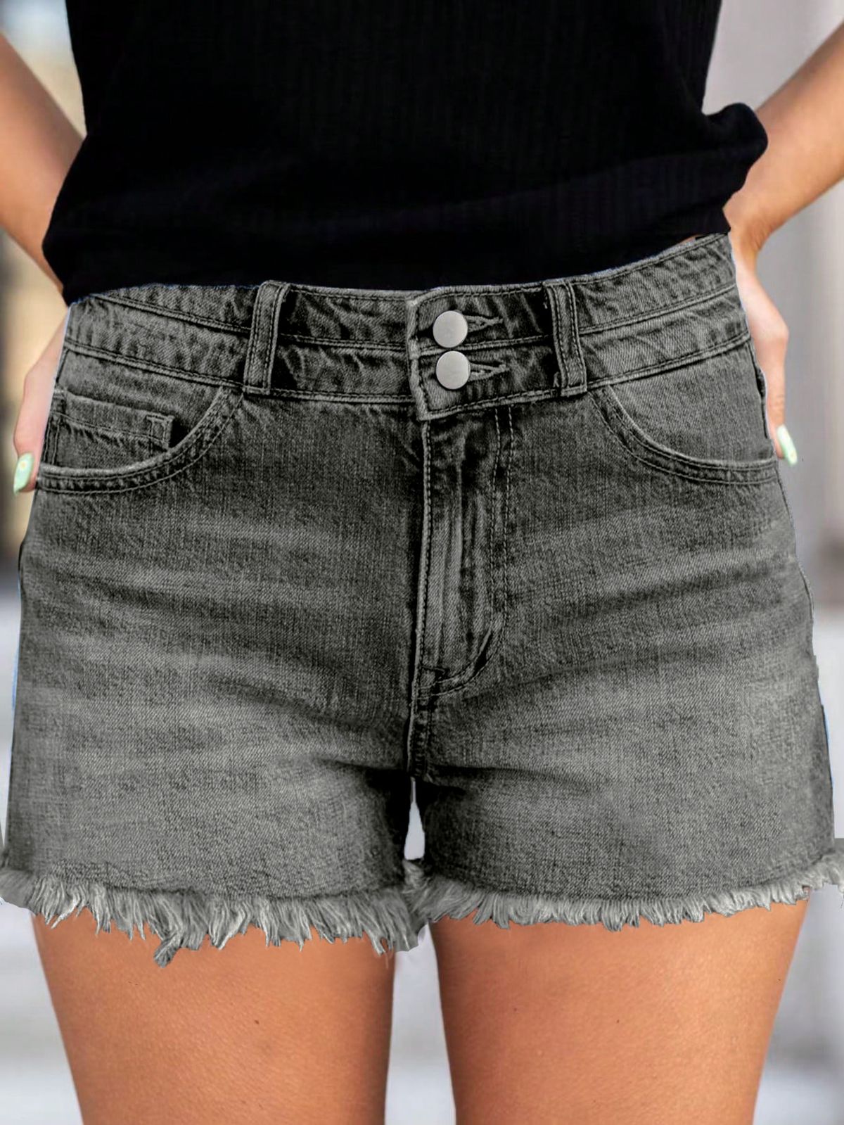Women's Slim Fit Distressed Denim Shorts Casual Sexy Frayed Edge Washed Denim Shorts Stylish Comfortable_mkmklike.com