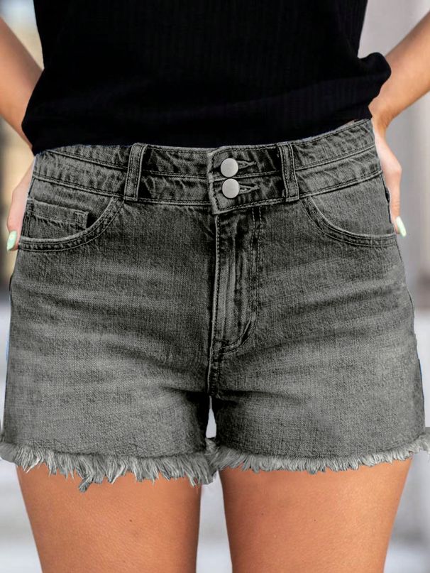 Women's Slim Fit Distressed Denim Shorts Casual Sexy Frayed Edge Washed Denim Shorts Stylish Comfortable_mkmklike.com