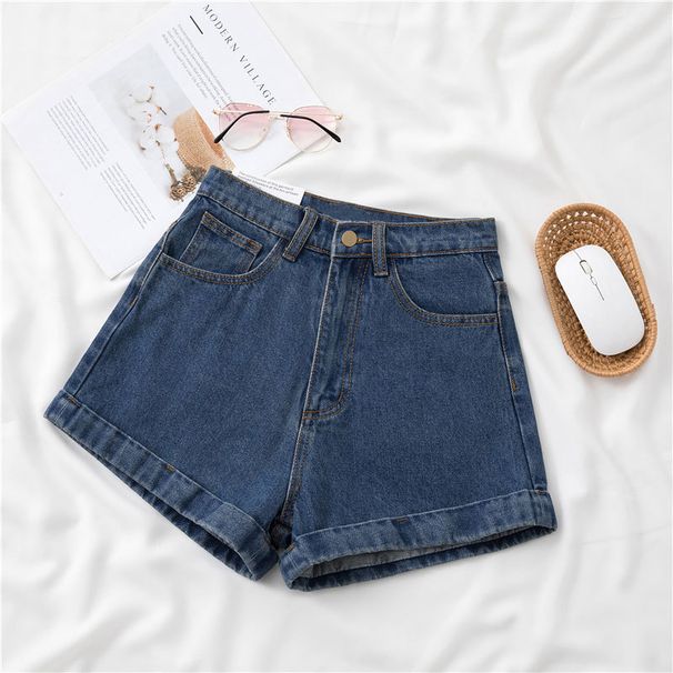 Women's Trendy Rolled up Denim Shorts Summer Thin A-Line Straight Leg Casual Wide Leg Hot Pants Hot Summer New_mkmklike.com