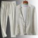 Men's Clothing 2026 New Simple Casual Linen Suit For Men Spring And Summer Thin Style Youth Korean Style Fashion Summer Loose Handsome Two-Piece Suit_mkmklike.com