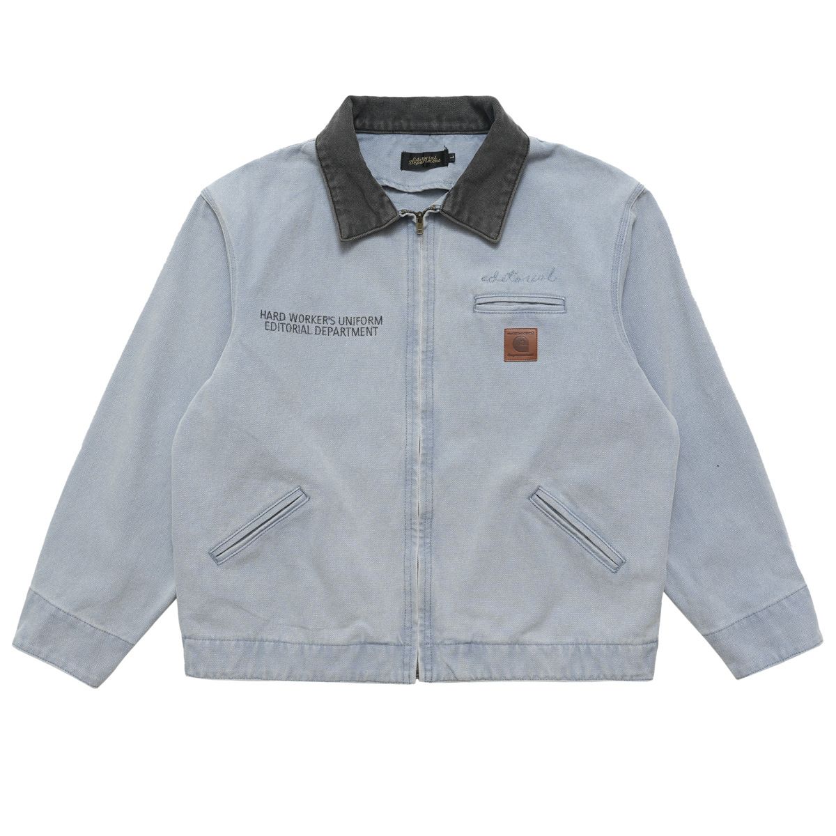 Genderless Men's And Women's Denim Jacket For Couples American Washed Denim Stitching Contrasting Color Lapel Zipper Jacket Work Jacket_mkmklike.com