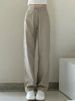 K Women's Trousers, Pear-shaped Figure, Women's Khaki High-waisted Straight-leg Jeans, Large Size Loose_mkmklike.com
